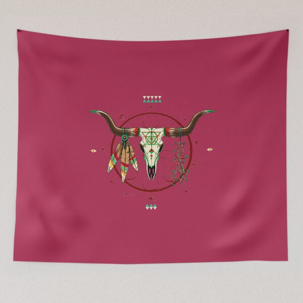 Item preview, bull skull on dreamcatcher art designed and sold by hayrpictures.