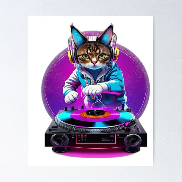 Artikelvorschau, Katze DJ Disc Jockey Katze kratzt Plattenspieler T Shirt Merch entworfen und verkauft von PRINTS2HOT.