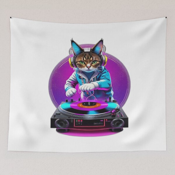 Item preview, Cat DJ Disc Jockey Cat Scratching Turntable T Shirt Merch designed and sold by PRINTS2HOT.
