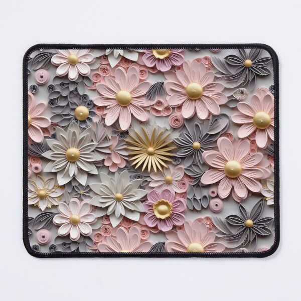 Item preview, 3D Floral Pink, Grey and Gold Paper Quilling Design designed and sold by Allie Penrose.