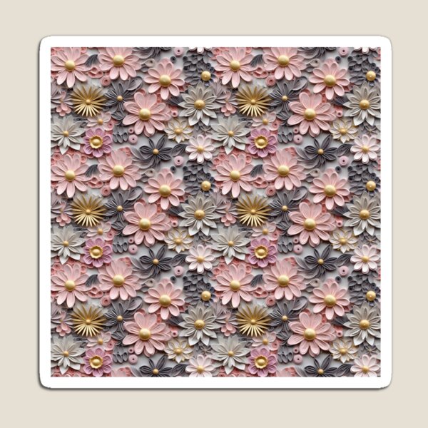 Artikelvorschau, 3D-Blumen-Rosa-, Grau- und Goldpapier-Quilling-Design entworfen und verkauft von Allie Penrose.