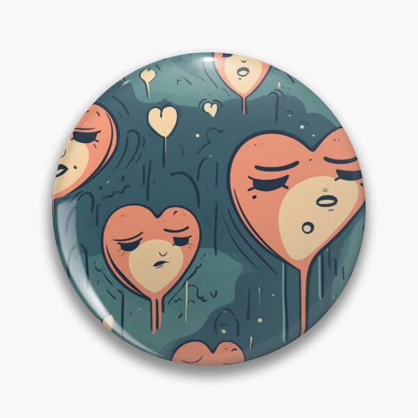 Item preview, Melancholy Romance: Sad-Faced Pink Hearts designed and sold by MuseMavenDesign.