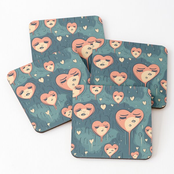 Item preview, Melancholy Romance: Sad-Faced Pink Hearts designed and sold by MuseMavenDesign.