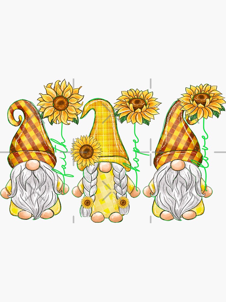 Gnome Love Sunflowers Decal