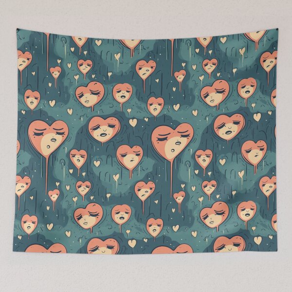 Item preview, Melancholy Romance: Sad-Faced Pink Hearts designed and sold by MuseMavenDesign.