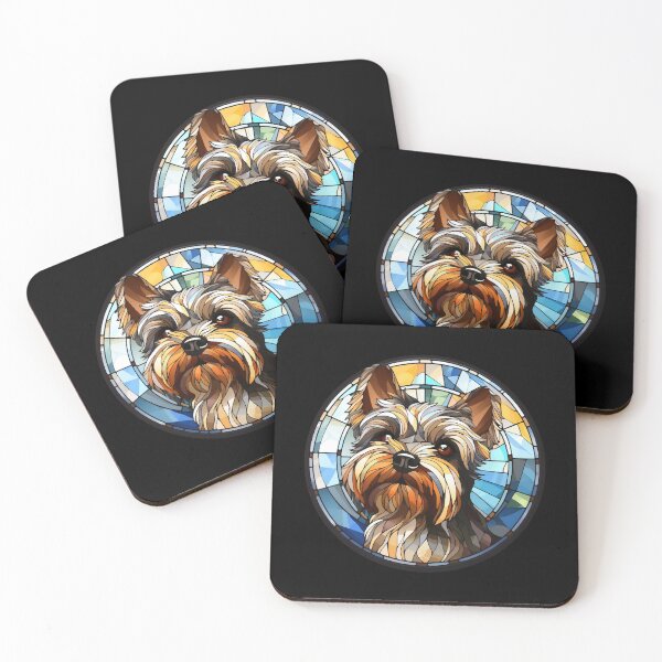 Item preview, Stained Glass Yorkshire Terrier Dog designed and sold by Pixelchicken.