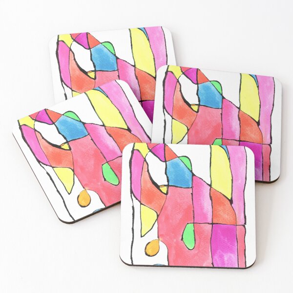 Item preview, Geometric neon line drawing watercolor painting designed and sold by AnissaF.