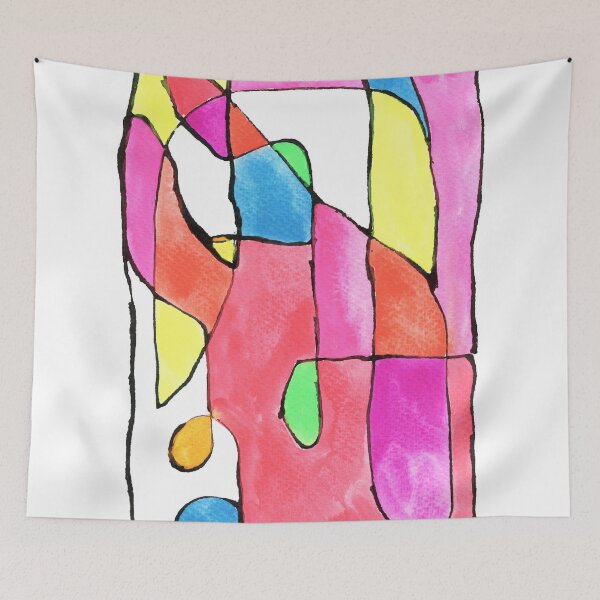 Item preview, Geometric neon line drawing watercolor painting designed and sold by AnissaF.