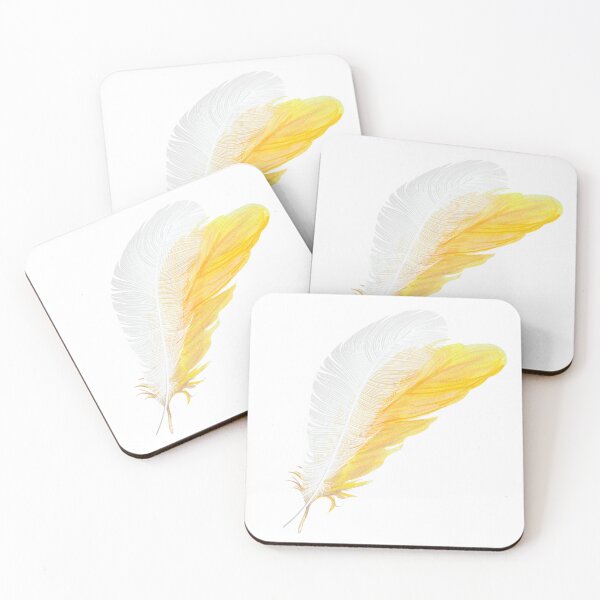 Item preview, feathers yellow white summer bird vintage designed and sold by Eden3.