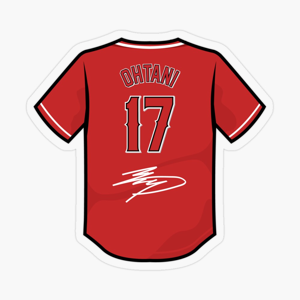 Shohei Ohtani #17 Los Angeles Angels of Anaheim Red Jersey Sticker for  Sale by TheBmacz