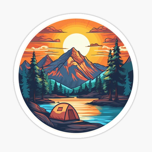 Item preview, Mountain, camping, hiking, sunset, lake, outdoors designed and sold by Galoreous.