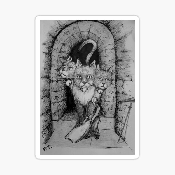 Grim's Pet Needs Fed - Kitten Cerberus Sticker