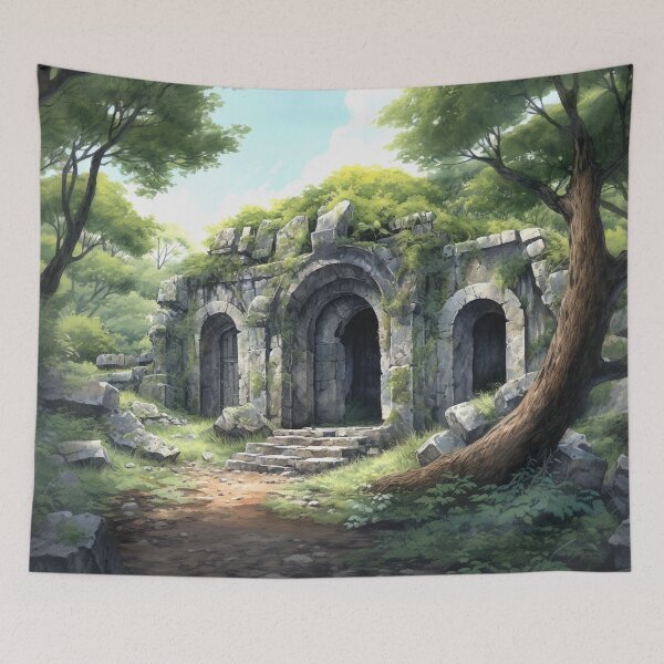 Item preview, Forests Mausoleum -Uncaptioned - Digital Watercolour Art - Liminal Concept Art designed and sold by liminal-concept.