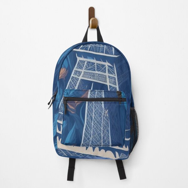 Item preview, eiffel tower, blue and orange flowers print designed and sold by Ersha-Design.