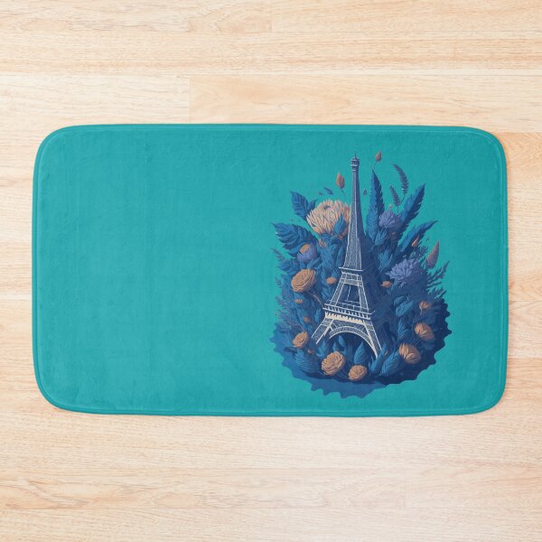Item preview, eiffel tower, blue and orange flowers print designed and sold by Ersha-Design.