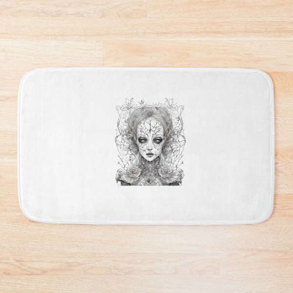 Item preview, zombie girl in line art with flowers designed and sold by DeluxBee.