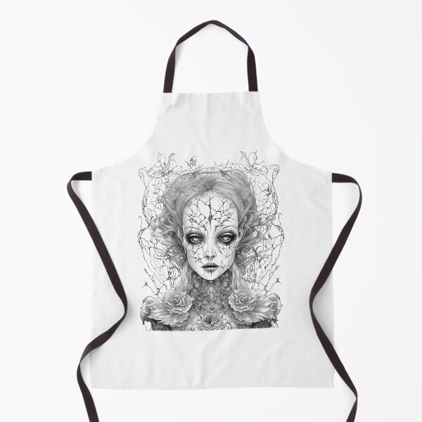 Item preview, zombie girl in line art with flowers designed and sold by DeluxBee.