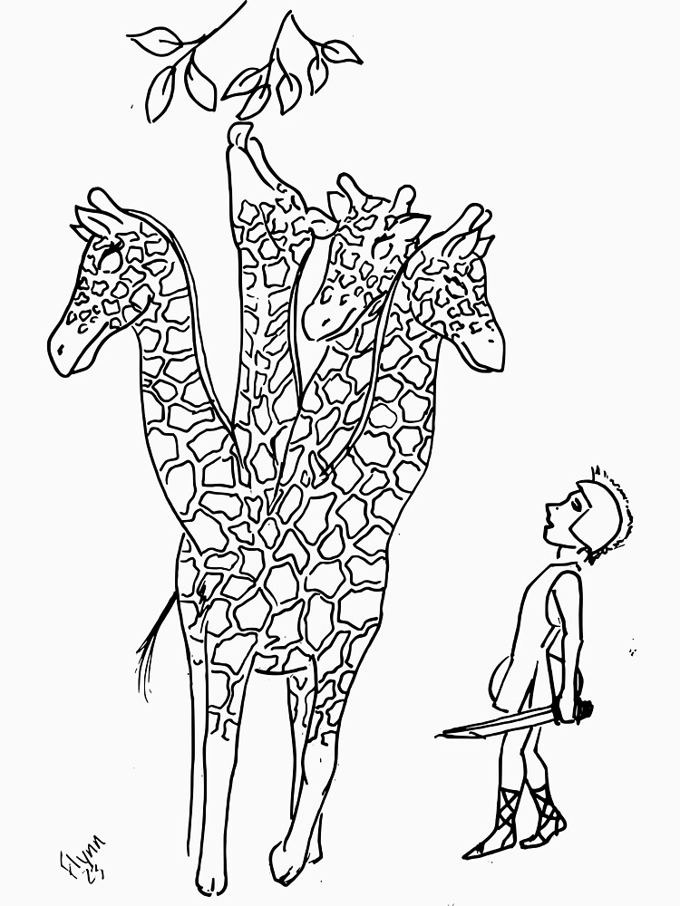 Thumbnail 7 of 7, Classic T-Shirt, Giraffe Hydra - Black and White designed and sold by FlynnTheGr8.