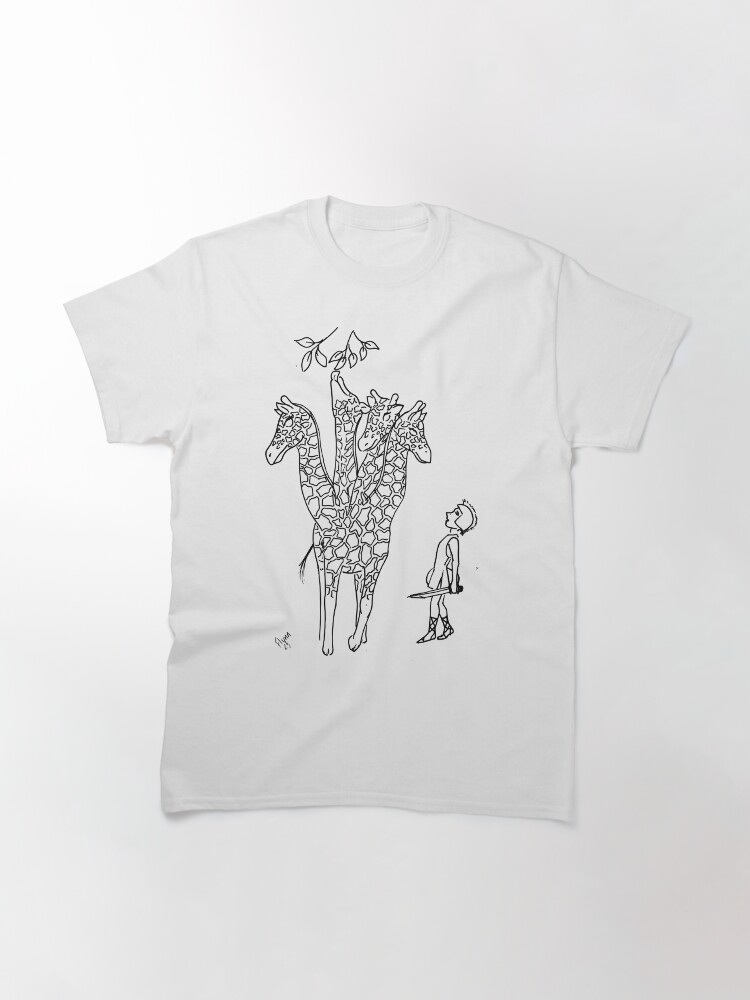 Thumbnail 3 of 7, Classic T-Shirt, Giraffe Hydra - Black and White designed and sold by FlynnTheGr8.