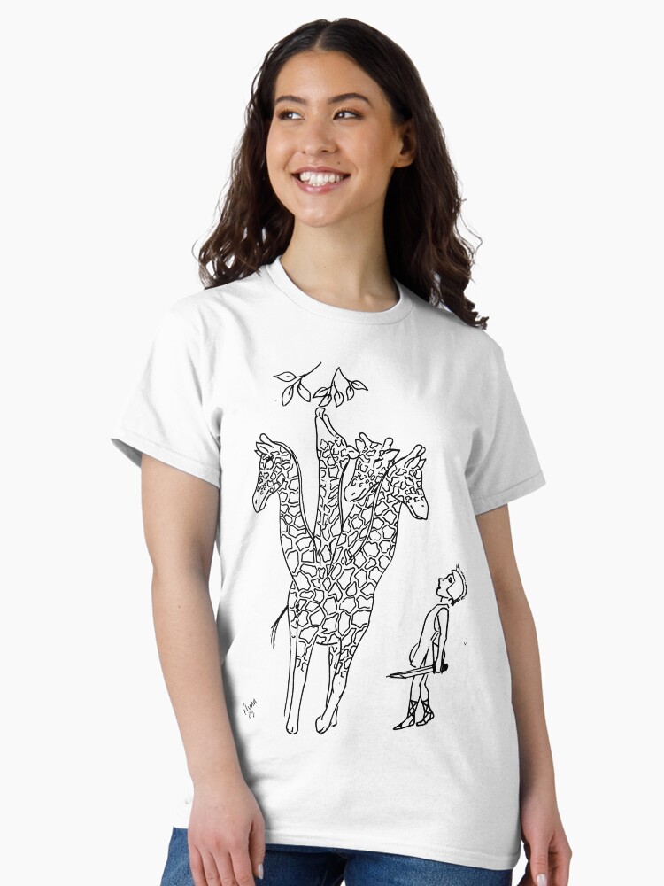 Thumbnail 2 of 7, Classic T-Shirt, Giraffe Hydra - Black and White designed and sold by FlynnTheGr8.