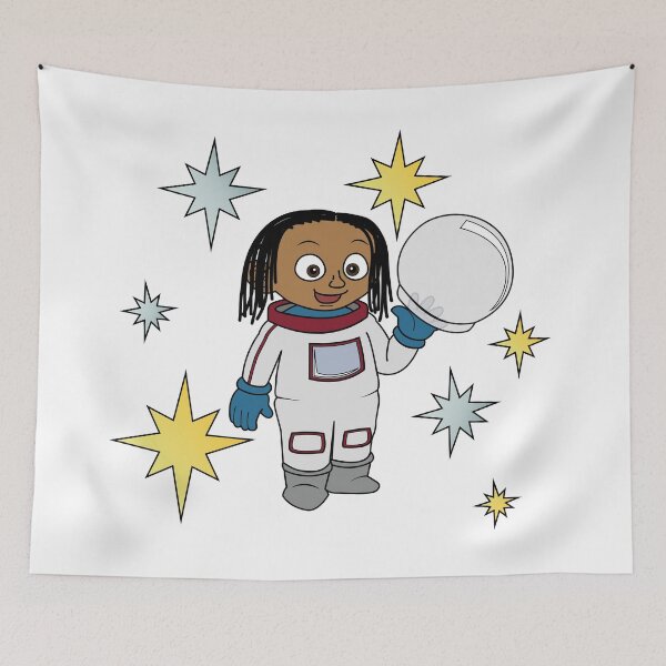 Item preview, Astronaut (with plaits or dreadlocks) and stars  designed and sold by ThingsByNin.