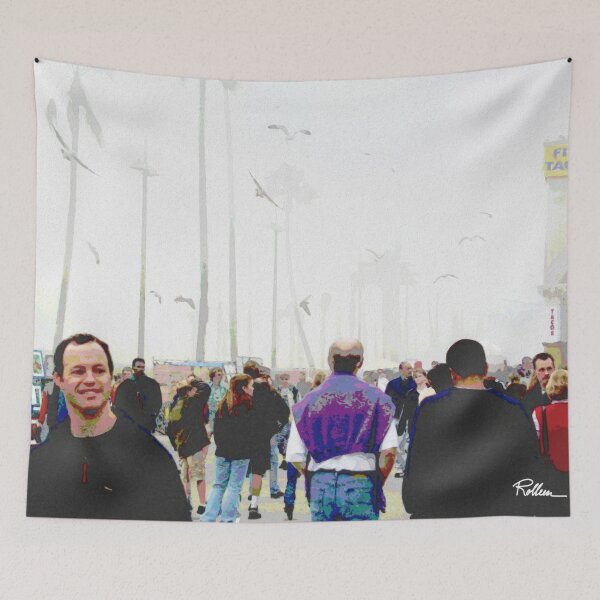 Item preview, VENICE BEACH, BIRDS AND CROWDS designed and sold by ArtbyRolleen.