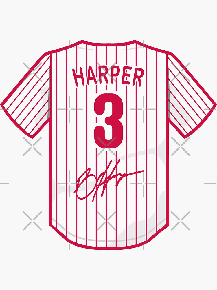 Bryce Harper #3 Philadelphia Phillies Signature Jersey  Sticker for Sale  by TheBmacz