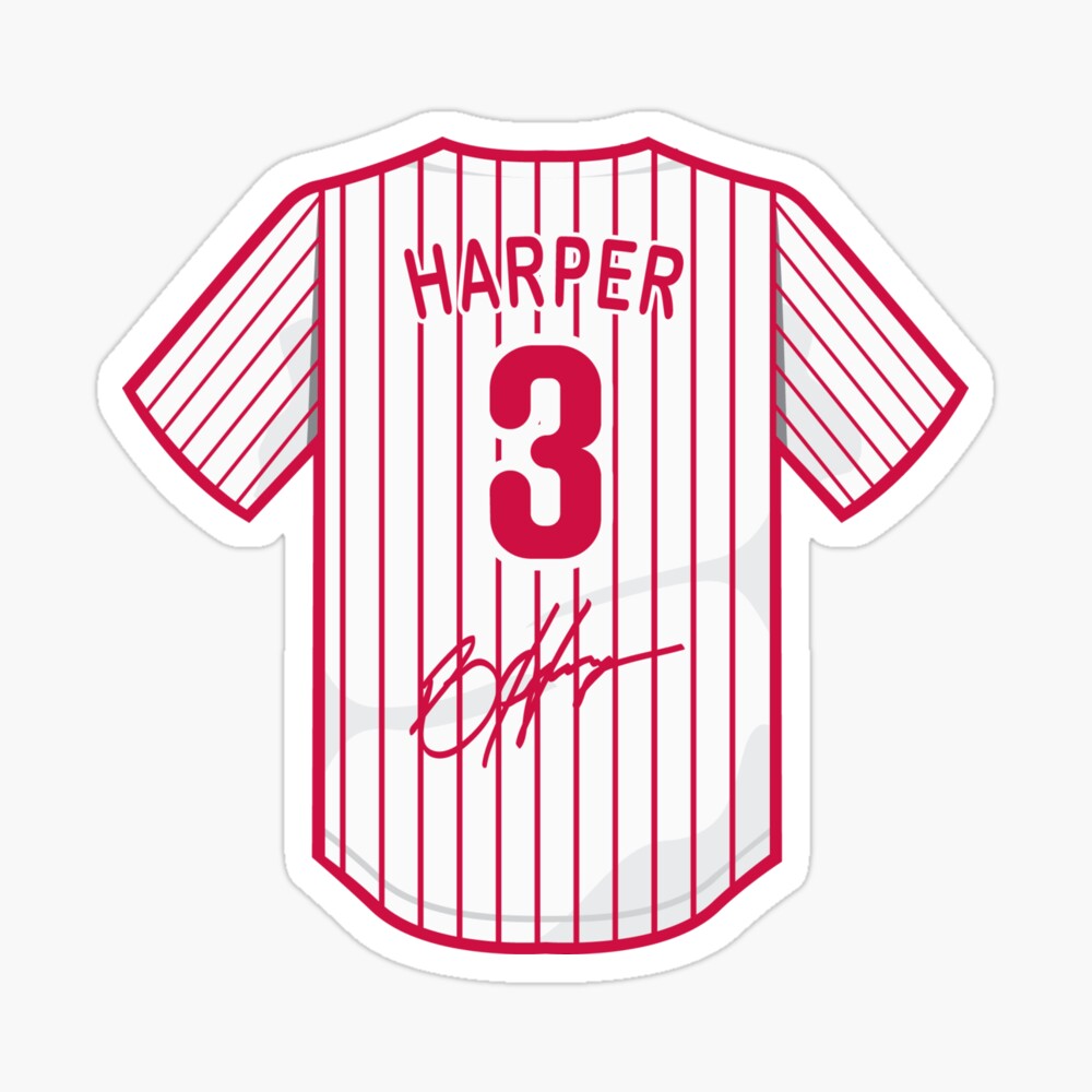 Bryce Harper #3 Philadelphia Phillies Signature Jersey  Sticker for Sale  by TheBmacz