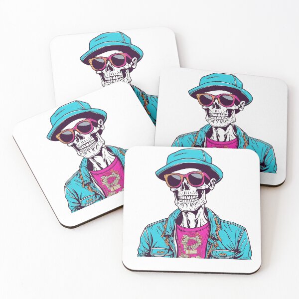 Item preview, portrait of a hipster skeleton, wearing sunglasses designed and sold by DeluxBee.