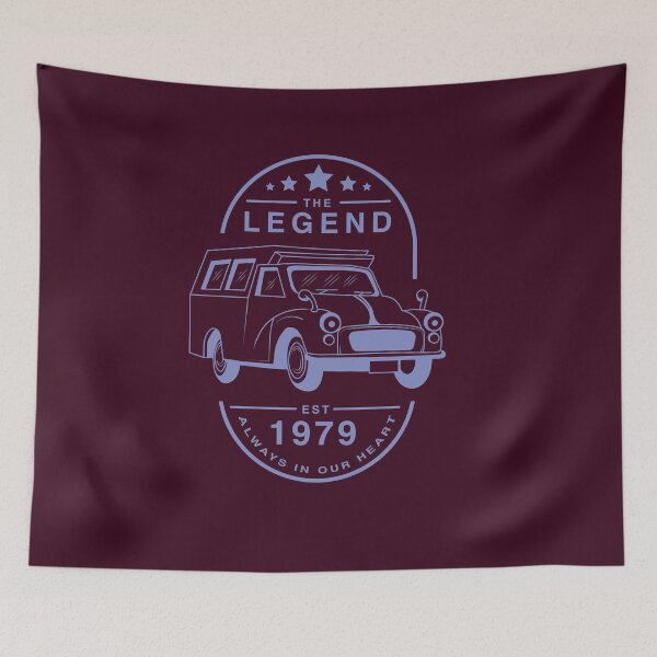 Item preview, Simple Classic Car Vector Logo Art in Blue Color: The Legend Est 1979 designed and sold by Viability Creative.