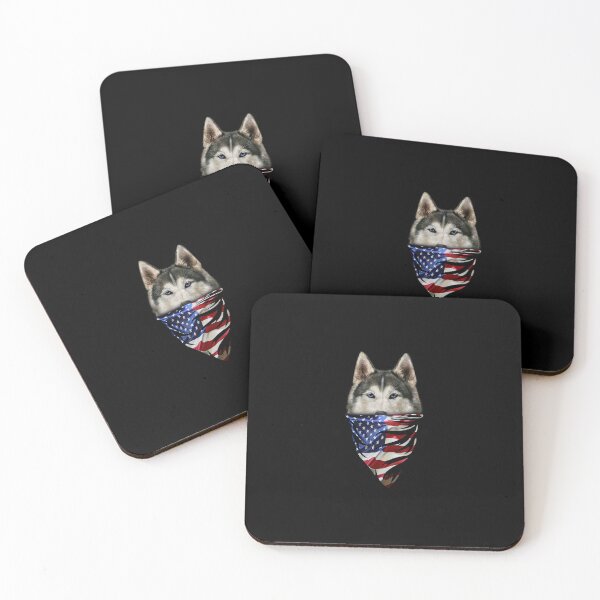Aperçu de l'œuvre , Chien Husky Sibérien, Patriotic America Bandana, États-Unis créée et vendue par KathleenTLundgr.