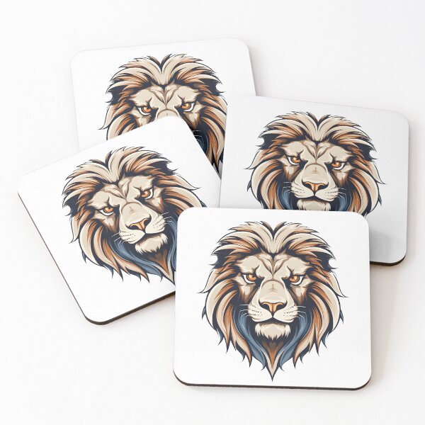 Item preview, Bold Lion Head - Light Orange and Dark Blue Vector Art designed and sold by aigcx.