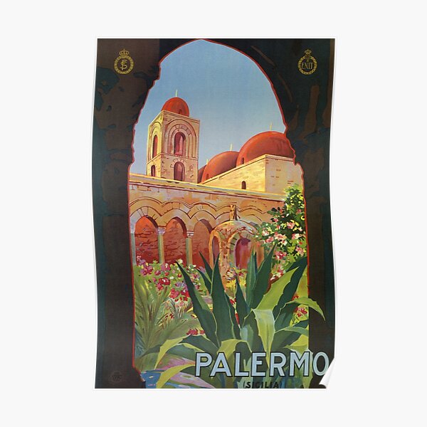 vintage 1920s Palermo Sicily Italian travel ad Poster