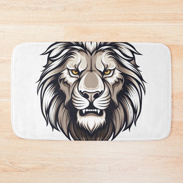 Item preview, Majestic Mughal Lion Head - Dark Silver and Beige Vector Print designed and sold by aigcx.