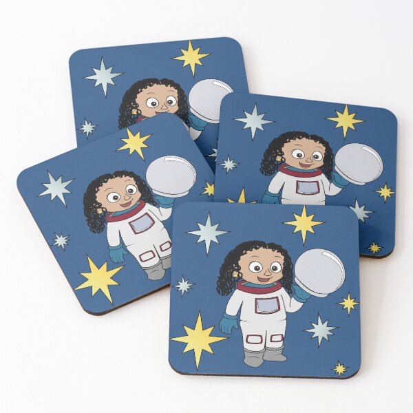 Artikelvorschau, Astronautenmädchen (mit lockigem Haar) und Sternen entworfen und verkauft von ThingsByNin.