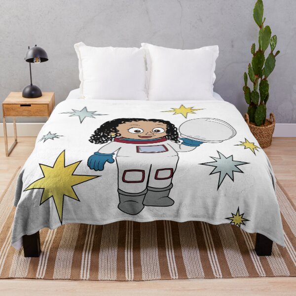 Artikelvorschau, Astronautenmädchen (mit lockigem Haar) und Sternen entworfen und verkauft von ThingsByNin.