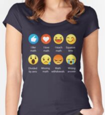 I Love Math Emoji Emoticon Funny Mathematics Graphic Tee Shirts Sarcastic Women's Fitted Scoop T-Shirt