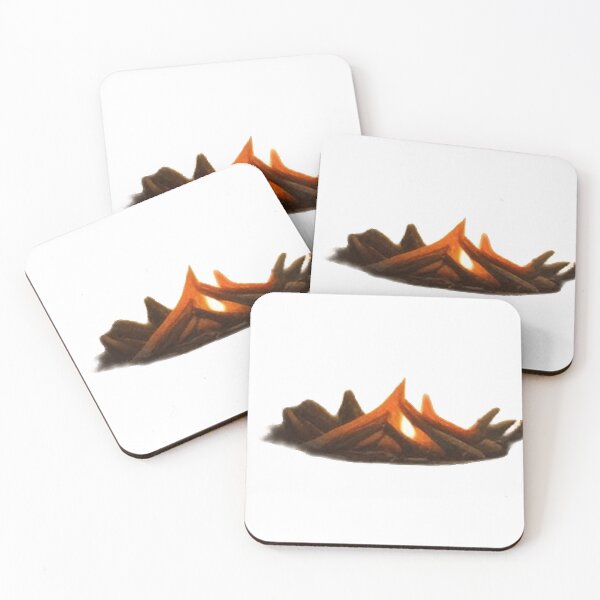 Item preview, a campfire flickering by a tranquil woodland stream 	 designed and sold by devnatparikha.