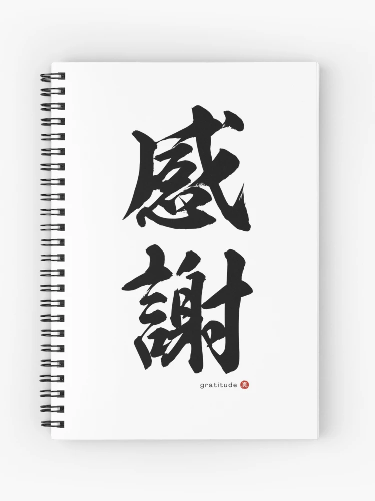 T-Shirt Avec Kanji Japonais « Gratitude » (Kansha) – Calligraphie Originale Au Pinceau – Style Décontracté Et Léger