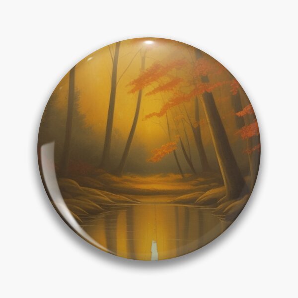 Item preview, a campfire flickering by a tranquil woodland stream 	 designed and sold by devnatparikha.