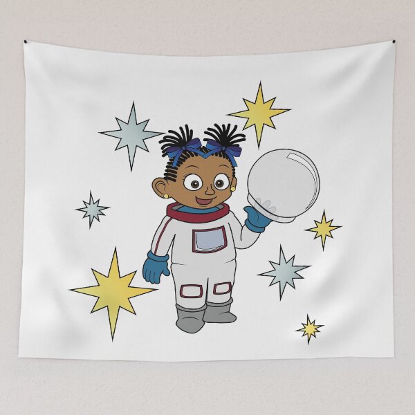 Item preview, Astronaut girl (with plaits or dreads) and stars  designed and sold by ThingsByNin.