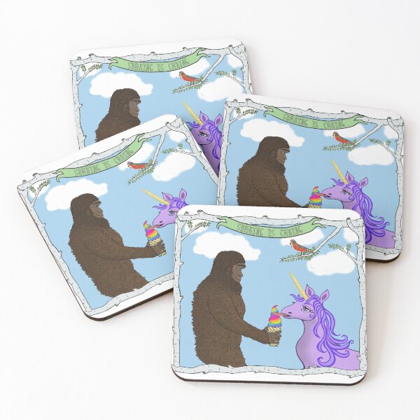 Item preview,  Sasquatch and Unicorn, Sharing is Caring, Rainbow Icecream Cone designed and sold by vivasweetlove.