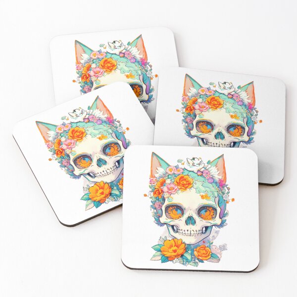 Item preview, Floral Skeleton Cat Skull designed and sold by khachiche.