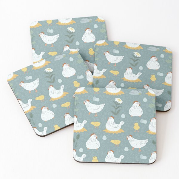 Item preview, Chickens Dreaming in the Coop in Teal designed and sold by PaperRain.
