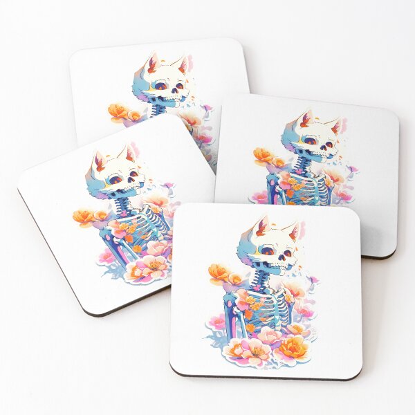 Item preview, Cat Skeleton With Flowers designed and sold by khachiche.