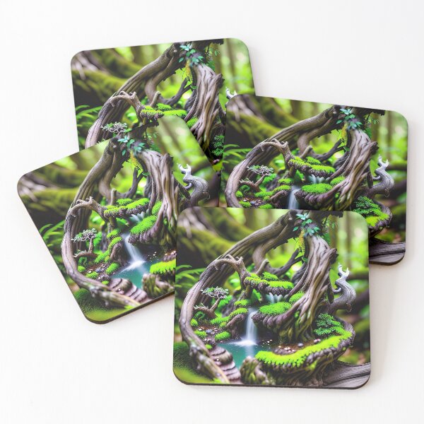 Item preview, A detailed beautiful lush Fairycore Elf forest designed and sold by PixieDustAIArt.