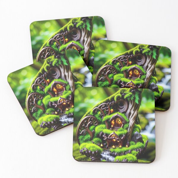 Item preview, A detailed beautiful lush Fairycore Elf forest designed and sold by PixieDustAIArt.