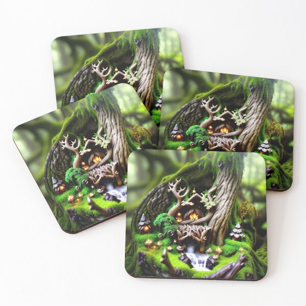Item preview, A detailed beautiful lush Fairycore Elf forest designed and sold by PixieDustAIArt.