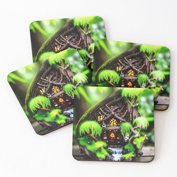 Item preview, A detailed beautiful lush Fairycore Elf forest designed and sold by PixieDustAIArt.