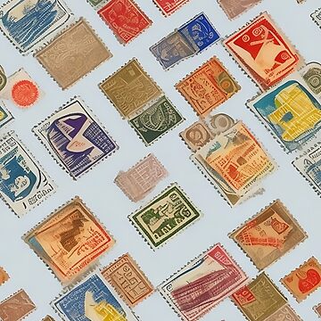 Collage of different luxury brands in a form of vintage stamps